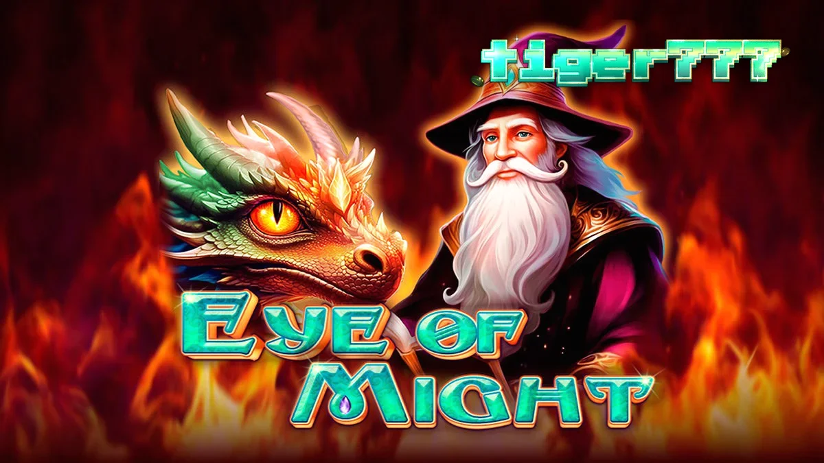 Tampilan visual slot Eye of Might dengan tema fantasi dan naga